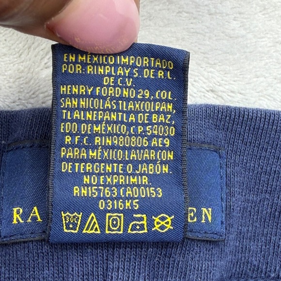 Polo Ralph Lauren Joggers Mens L Navy Blue Waffle Knit Thermal Lounge Pants Pony - Picture 4 of 10